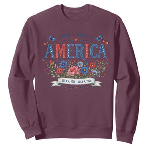 Floral 250th Birthday of America 250 Years USA Patriotic Sweatshirt