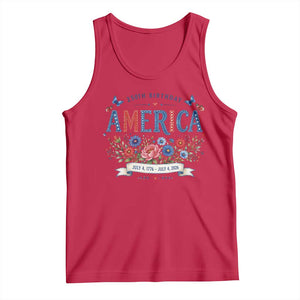 Floral 250th Birthday of America 250 Years USA Patriotic Tank Top