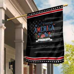 Floral 250th Birthday of America 250 Years USA Patriotic Garden Flag TS11 Distressed Black Red Print Your Wear