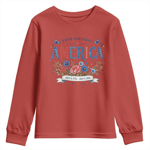 Floral 250th Birthday of America 250 Years USA Patriotic Youth Sweatshirt
