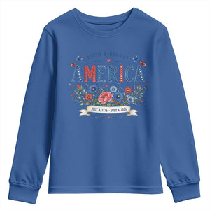 Floral 250th Birthday of America 250 Years USA Patriotic Youth Sweatshirt