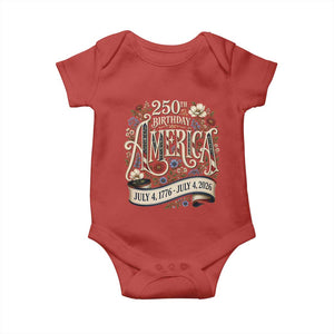 Floral America 250th Birthday Baby Onesie 4th of July America 250 Years Retro