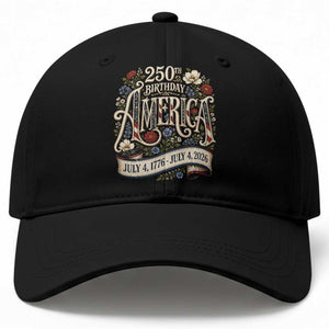 Floral America 250th Birthday Baseball Cap 4th of July America 250 Years Retro