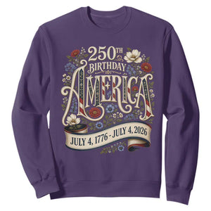 Floral America 250th Birthday Sweatshirt 4th of July America 250 Years Retro
