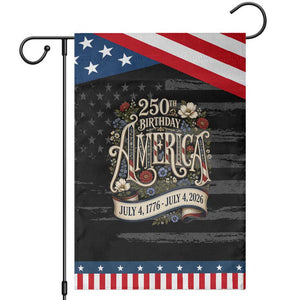 Floral America 250th Birthday Patriotic Garden Flag 4th of July America 250 Years Retro