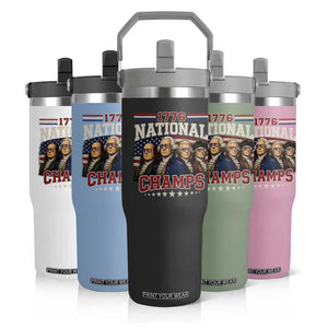 1776 National Champs Founding Father Flip Straw Tumbler Funny 4th of July Patriotic