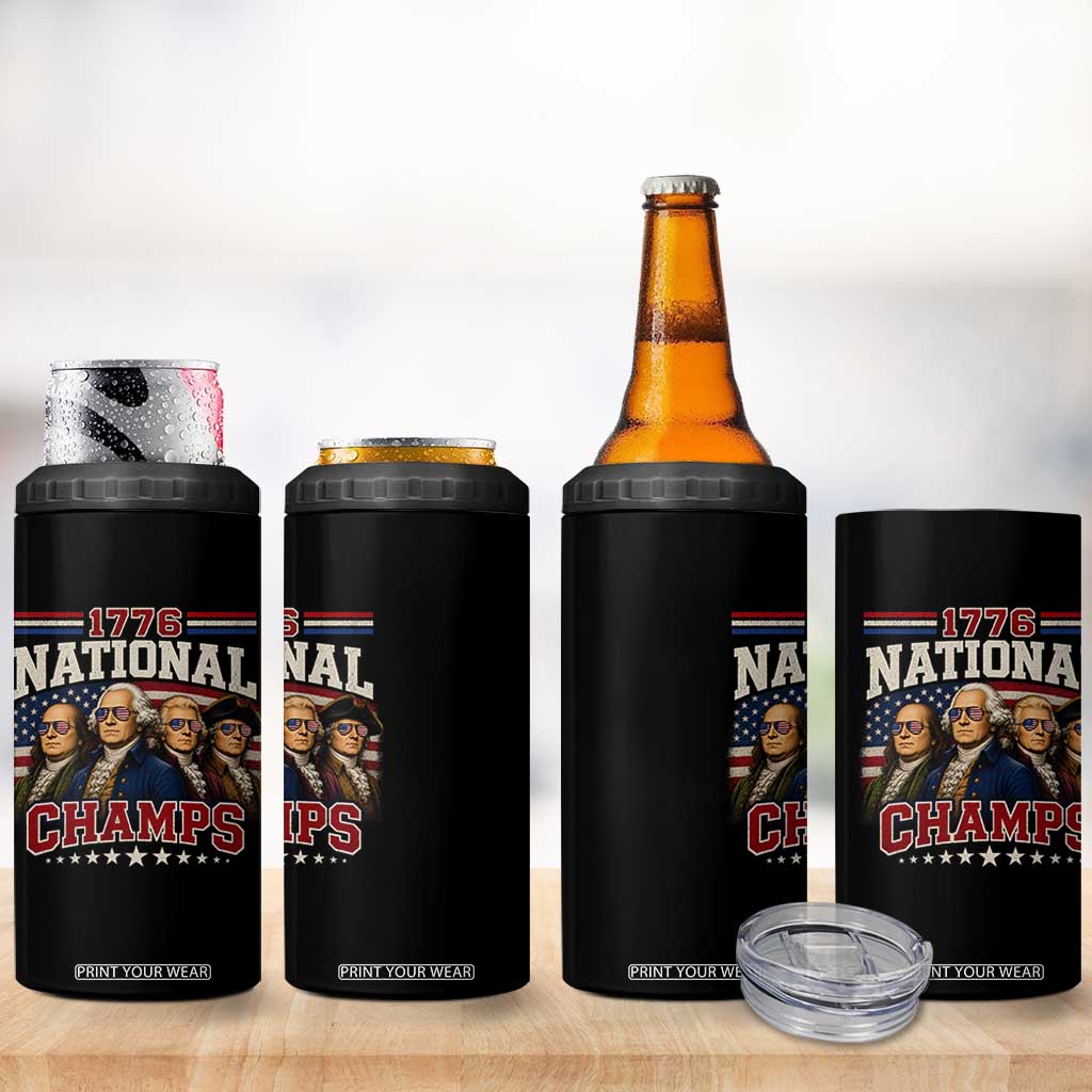 1776 National Champs Founding Father 4 in 1 Can Cooler Tumbler Funny 4th of July Patriotic