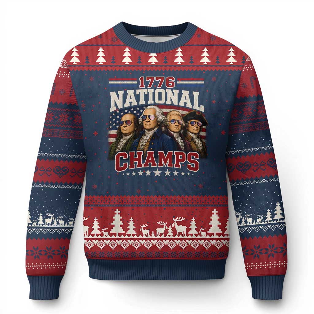 1776 National Champs Founding Father Ugly Christmas Sweater Funny 4th of July Patriotic