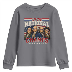 1776 National Champs Founding Father Youth Sweatshirt Funny 4th of July Patriotic