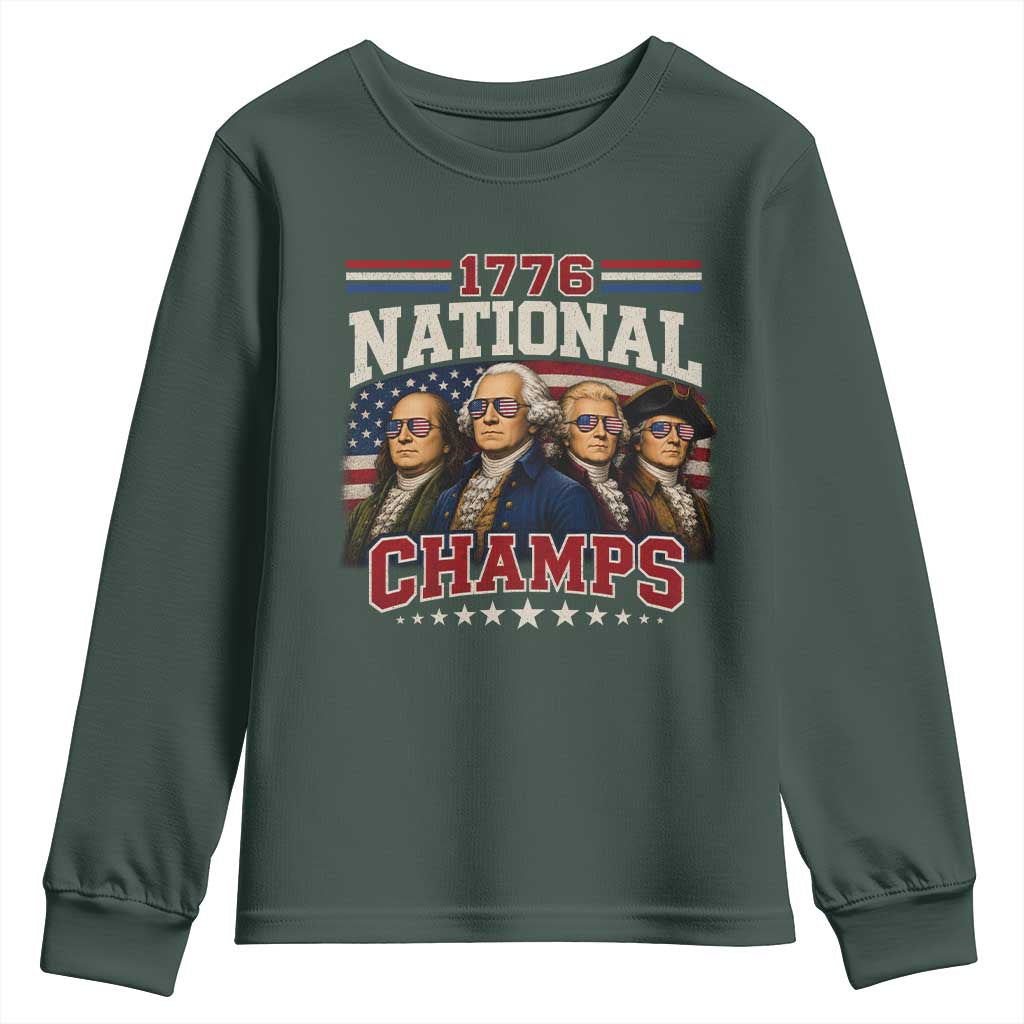 1776 National Champs Founding Father Youth Sweatshirt Funny 4th of July Patriotic