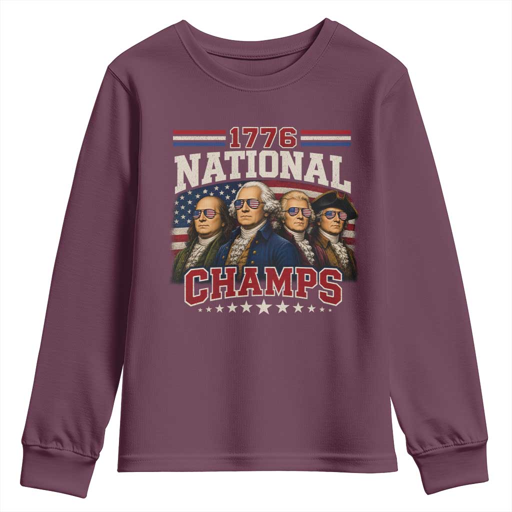 1776 National Champs Founding Father Youth Sweatshirt Funny 4th of July Patriotic