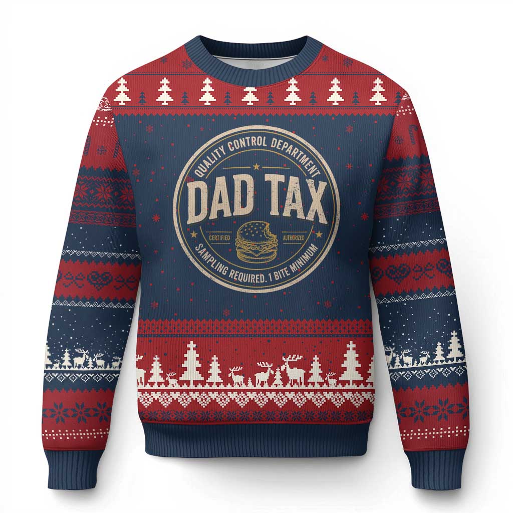 Dad Tax Quality Control Department Ugly Christmas Sweater Funny Father Snack Checker