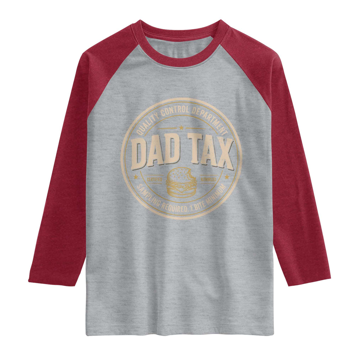 Dad Tax Control Department Raglan Shirt Funny Father Snack Checker TS11 Heather Gray Heather Red Print Your Wear