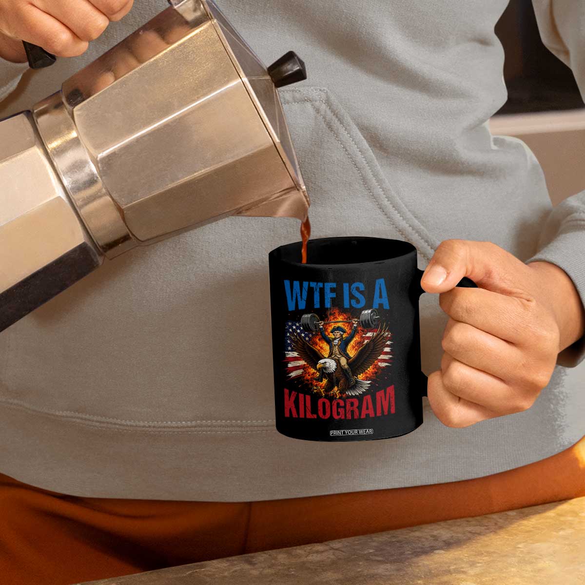 WTF Is A Kilogram Coffee Mug Funny George Washington 4th of July Gym Workout