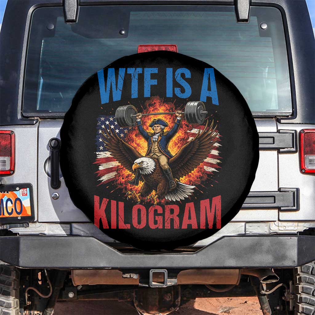 WTF Is A Kilogram Spare Tire Cover Funny George Washington 4th of July Gym Workout TS11 No hole Black Print Your Wear