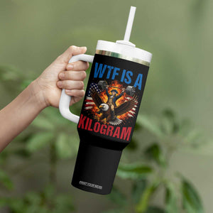 WTF Is A Kilogram Tumbler With Handle Funny George Washington 4th of July Gym Workout