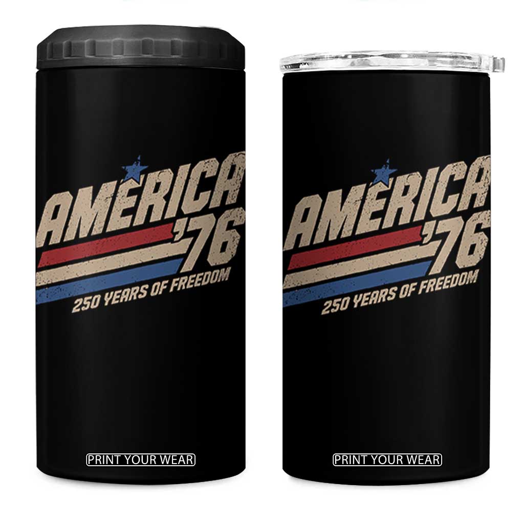 250th Anniversary USA America 76 4 in 1 Can Cooler Tumbler 250 Years Of Freedom 1776 2026 Retro TS11 One Size: 16 oz Black Print Your Wear