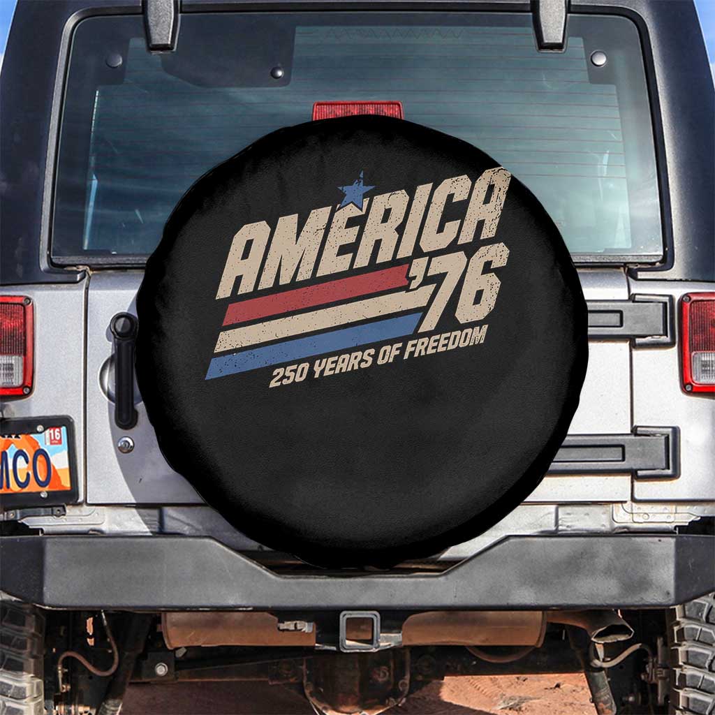 250th Anniversary USA America 76 Spare Tire Cover 250 Years Of Freedom 1776 2026 Retro TS11 No hole Black Print Your Wear