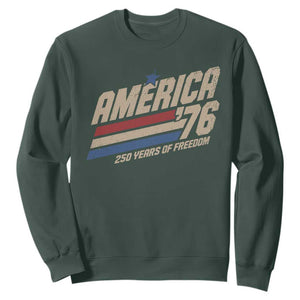 250th Anniversary USA America 76 Sweatshirt 250 Years Of Freedom 1776 2026 Retro TS11 Dark Forest Green Print Your Wear