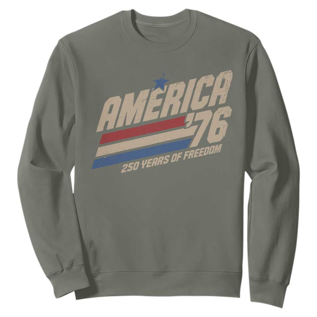 250th Anniversary USA America 76 Sweatshirt 250 Years Of Freedom 1776 2026 Retro TS11 Military Green Print Your Wear