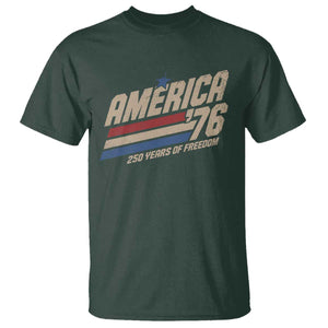 250th Anniversary USA America 76 T Shirt 250 Years Of Freedom 1776 2026 Retro TS11 Dark Forest Green Print Your Wear