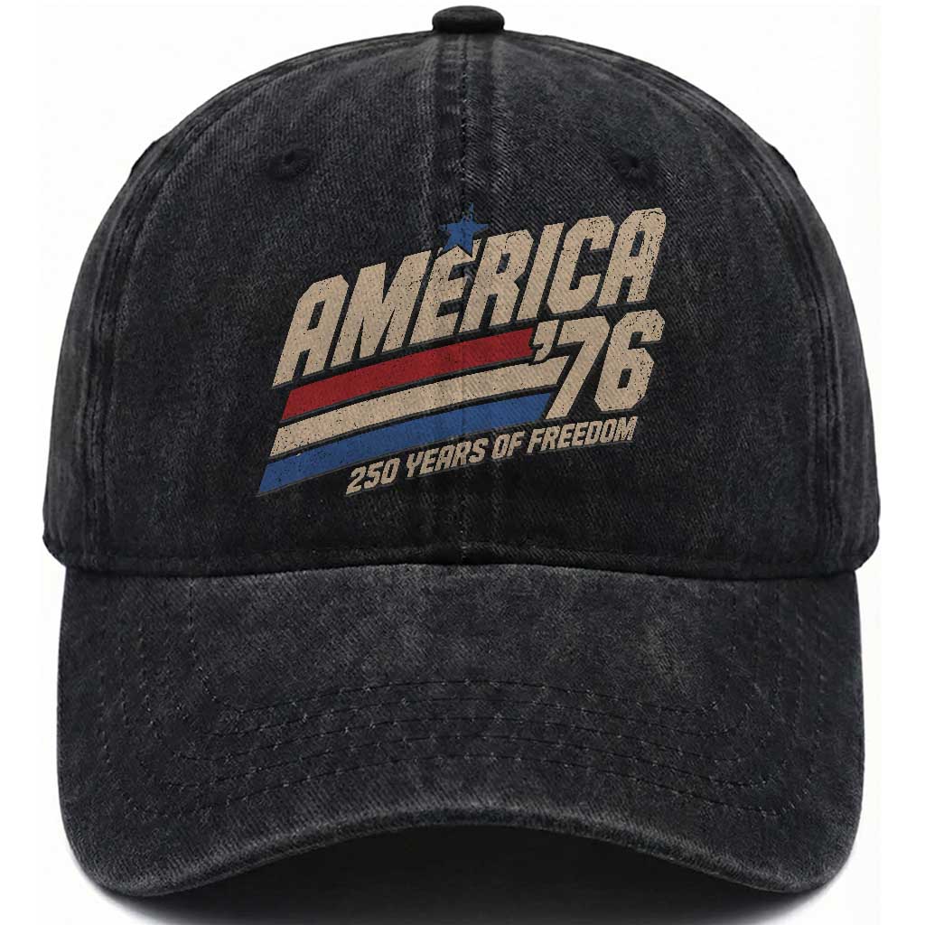 250th Anniversary USA America 76 Washed Cotton Baseball Cap 250 Years Of Freedom 1776 2026 Retro