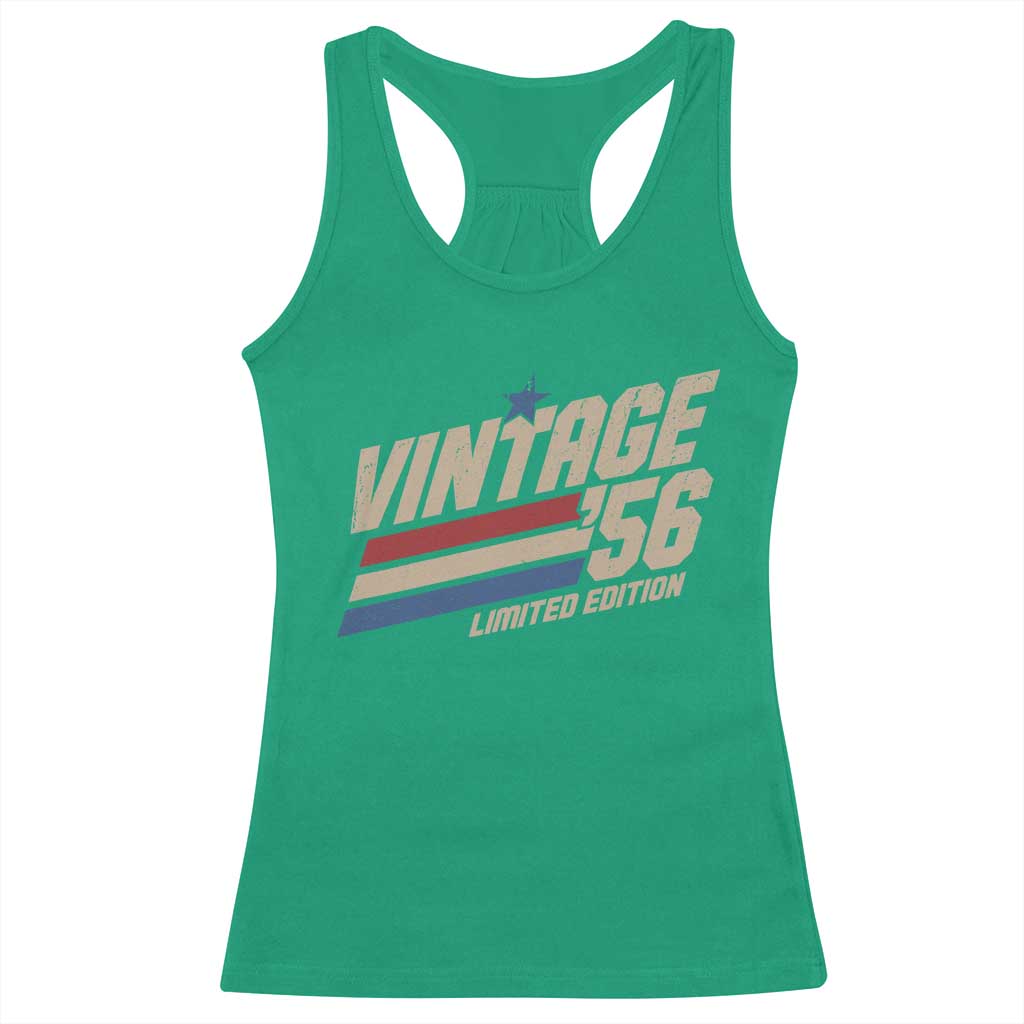 70th Birthday Racerback Tank Top Vintage 1956 70 Years Old Birthday USA Stripes