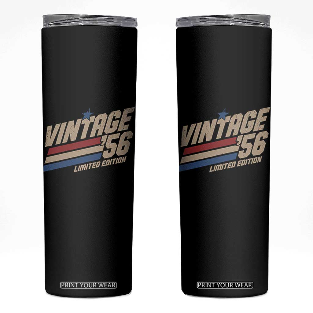 70th Birthday Skinny Tumbler Vintage 1956 70 Years Old Birthday USA Stripes