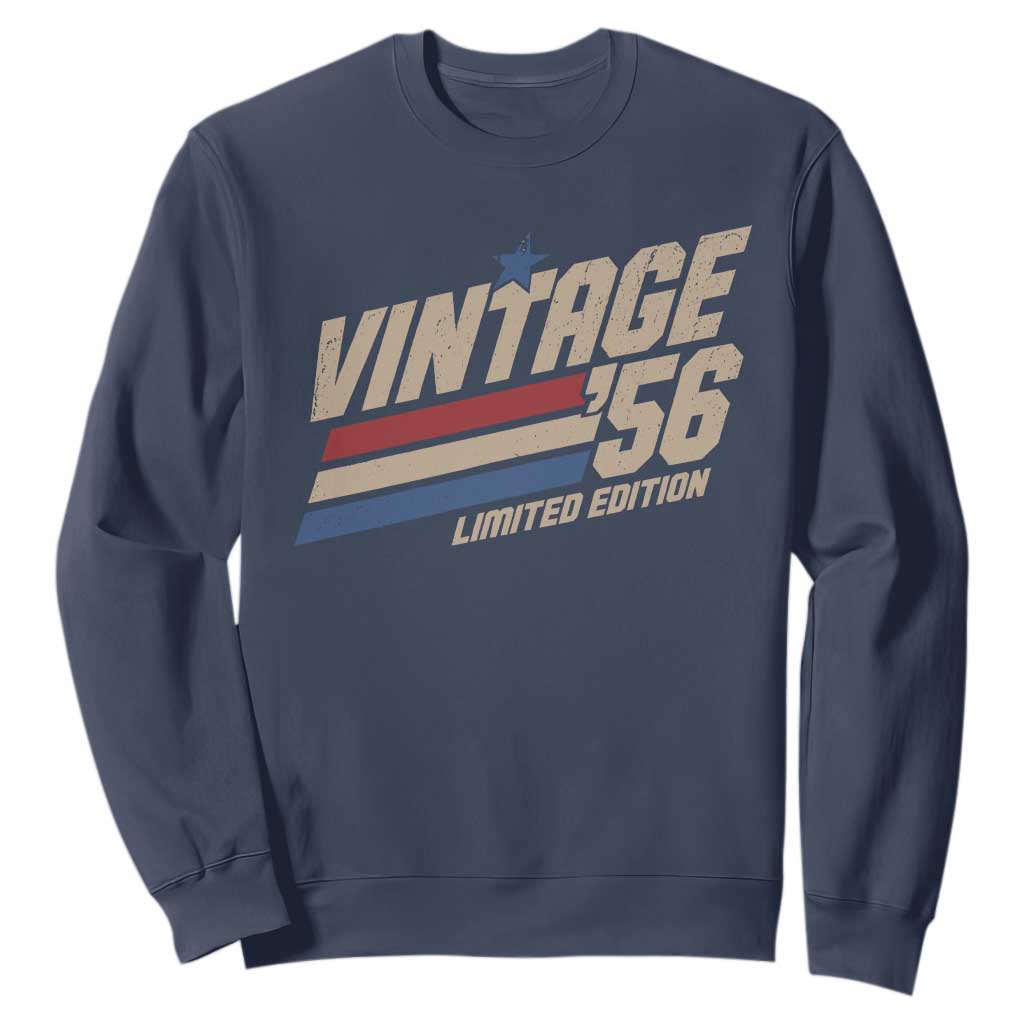 70th Birthday Sweatshirt Vintage 1956 70 Years Old Birthday USA Stripes TS11 Navy Print Your Wear