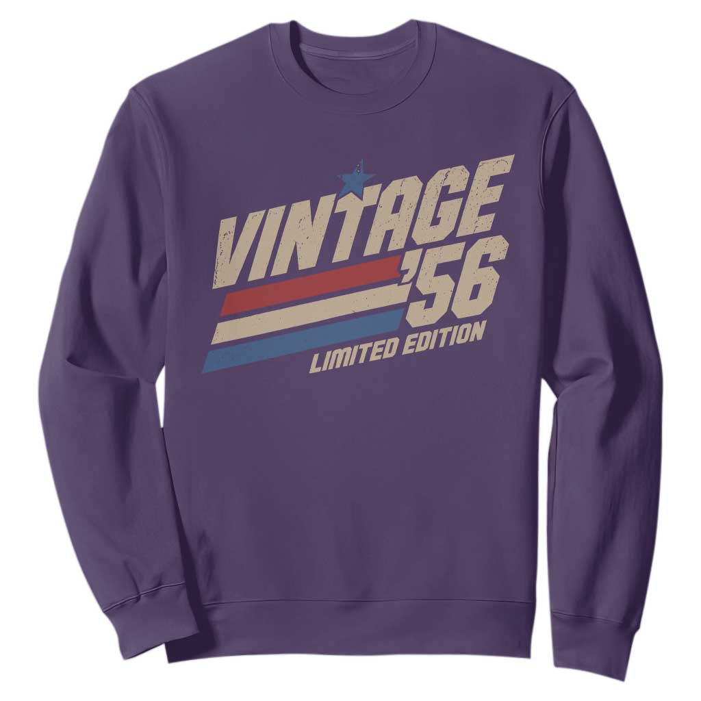 70th Birthday Sweatshirt Vintage 1956 70 Years Old Birthday USA Stripes TS11 Purple Print Your Wear