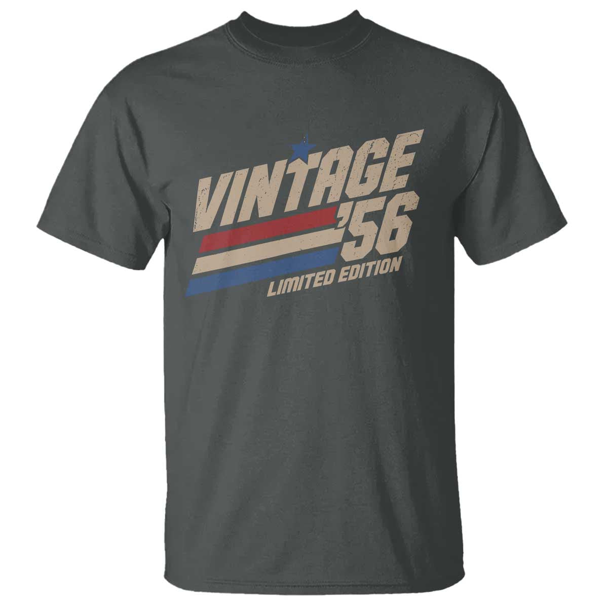 70th Birthday T Shirt Vintage 1956 70 Years Old Birthday USA Stripes TS11 Dark Heather Print Your Wear