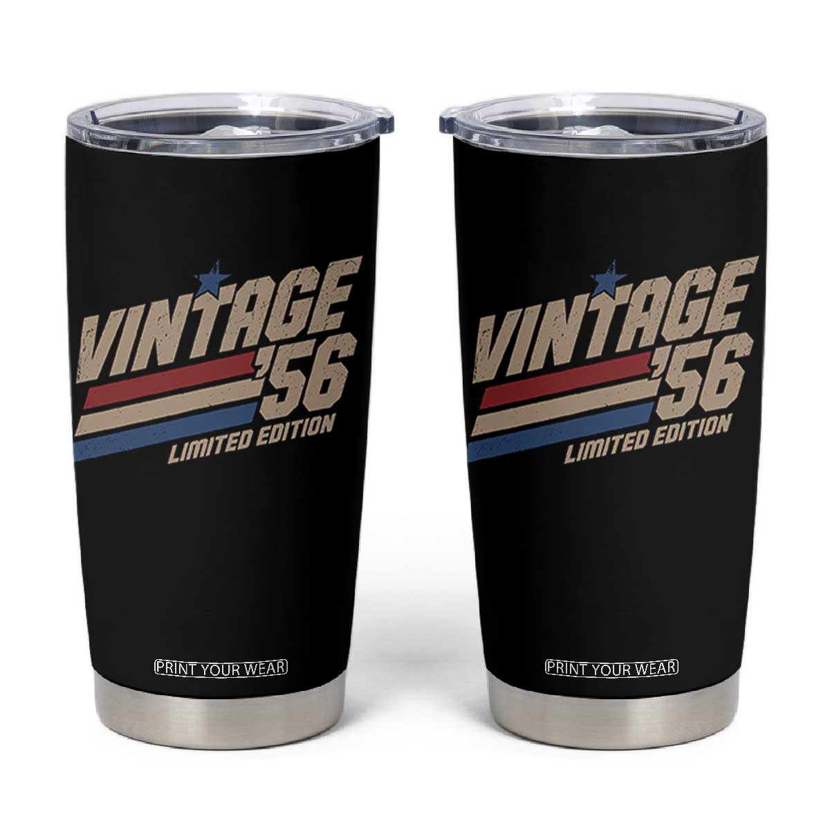 70th Birthday Tumbler Cup Vintage 1956 70 Years Old Birthday USA Stripes TS11 Black Print Your Wear