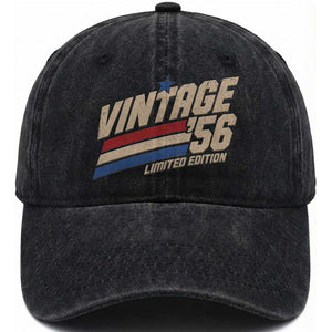 70th Birthday Washed Cotton Baseball Cap Vintage 1956 70 Years Old Birthday USA Stripes TS11 Print Your Wear