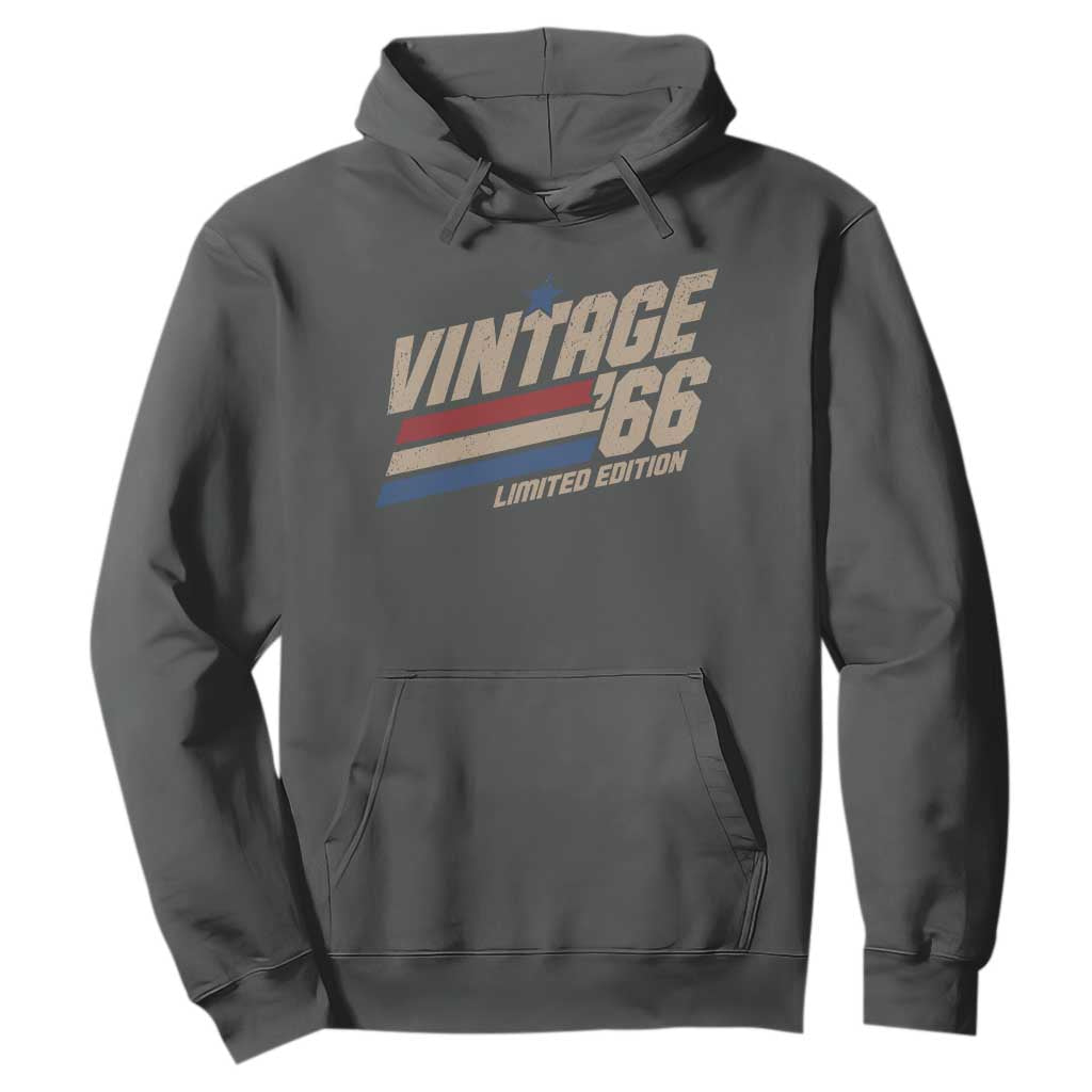 60th Birthday Hoodie Vintage 1966 60 Years Old Birthday USA Stripes TS11 Dark Heather Print Your Wear