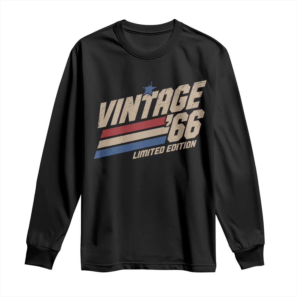 60th Birthday Long Sleeve Shirt Vintage 1966 60 Years Old Birthday USA Stripes TS11 Black Print Your Wear