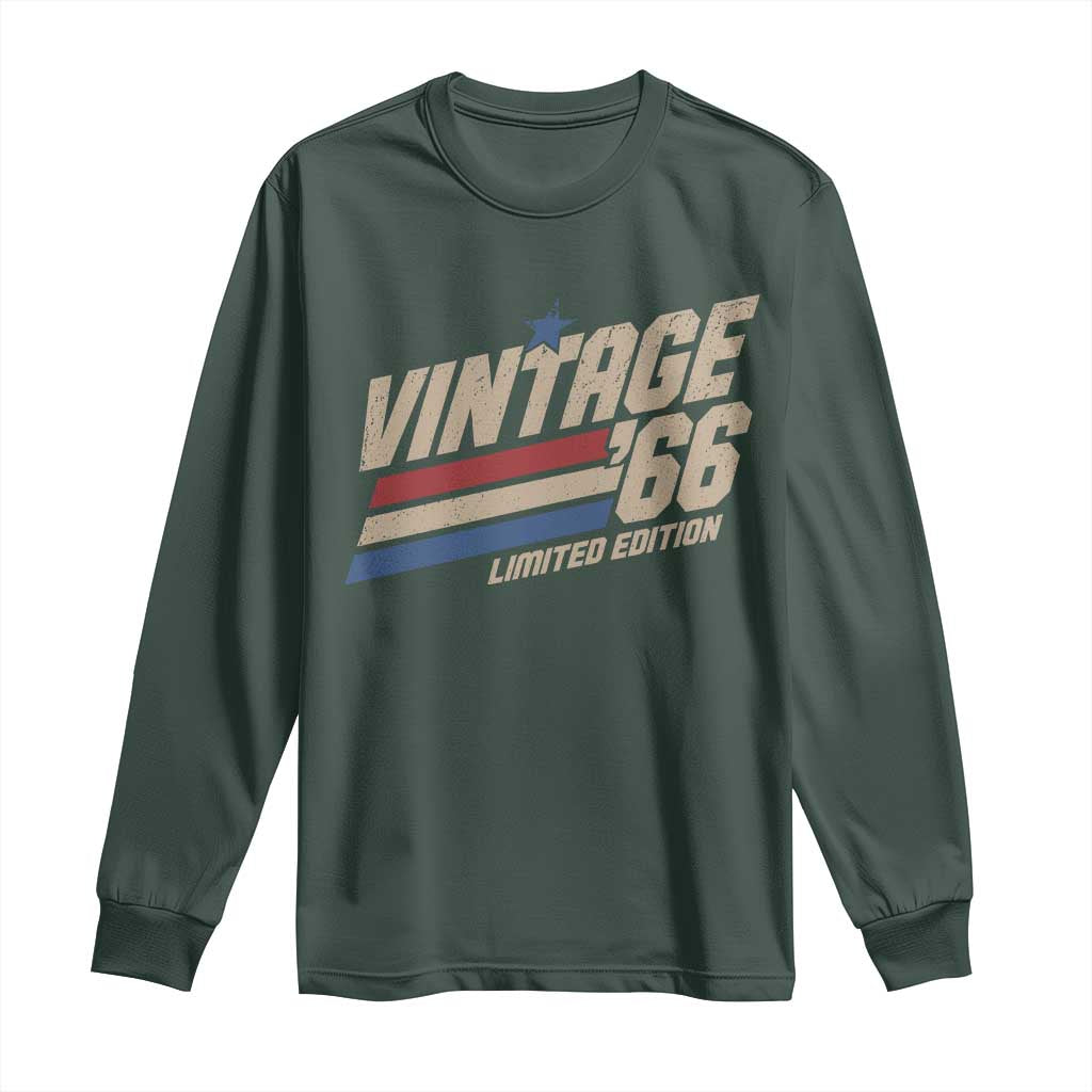 60th Birthday Long Sleeve Shirt Vintage 1966 60 Years Old Birthday USA Stripes TS11 Dark Forest Green Print Your Wear