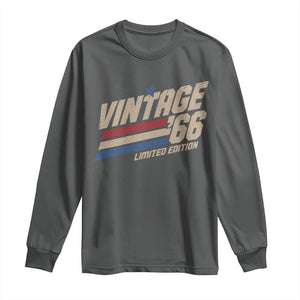 60th Birthday Long Sleeve Shirt Vintage 1966 60 Years Old Birthday USA Stripes TS11 Dark Heather Print Your Wear
