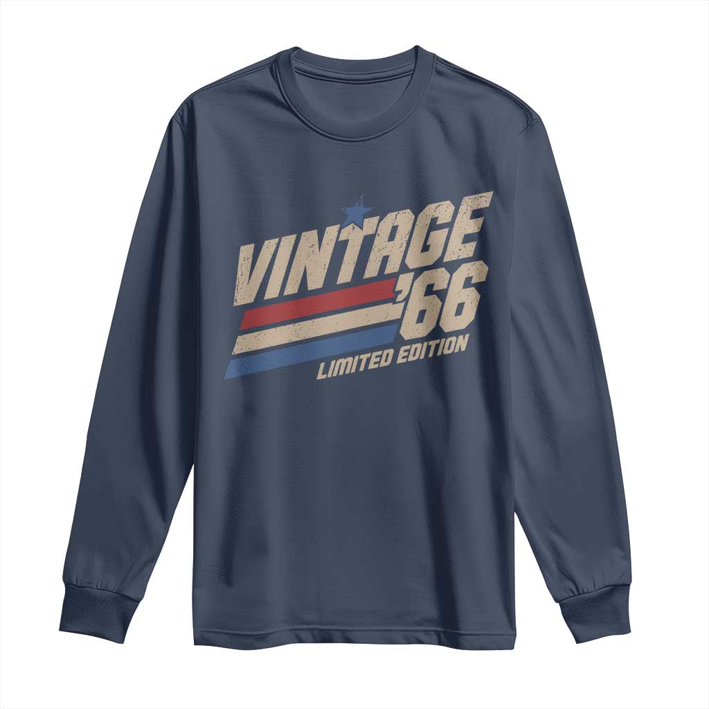60th Birthday Long Sleeve Shirt Vintage 1966 60 Years Old Birthday USA Stripes TS11 Navy Print Your Wear