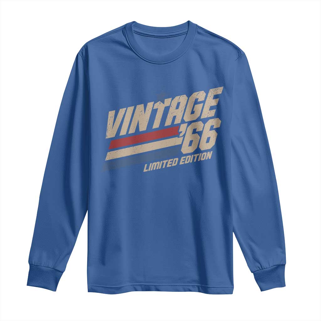 60th Birthday Long Sleeve Shirt Vintage 1966 60 Years Old Birthday USA Stripes TS11 Royal Blue Print Your Wear
