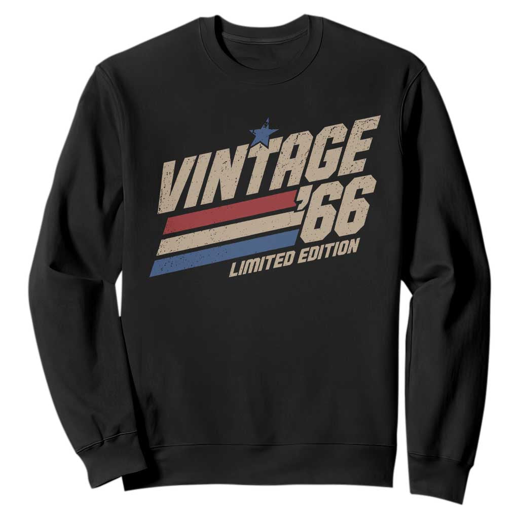 60th Birthday Sweatshirt Vintage 1966 60 Years Old Birthday USA Stripes TS11 Black Print Your Wear