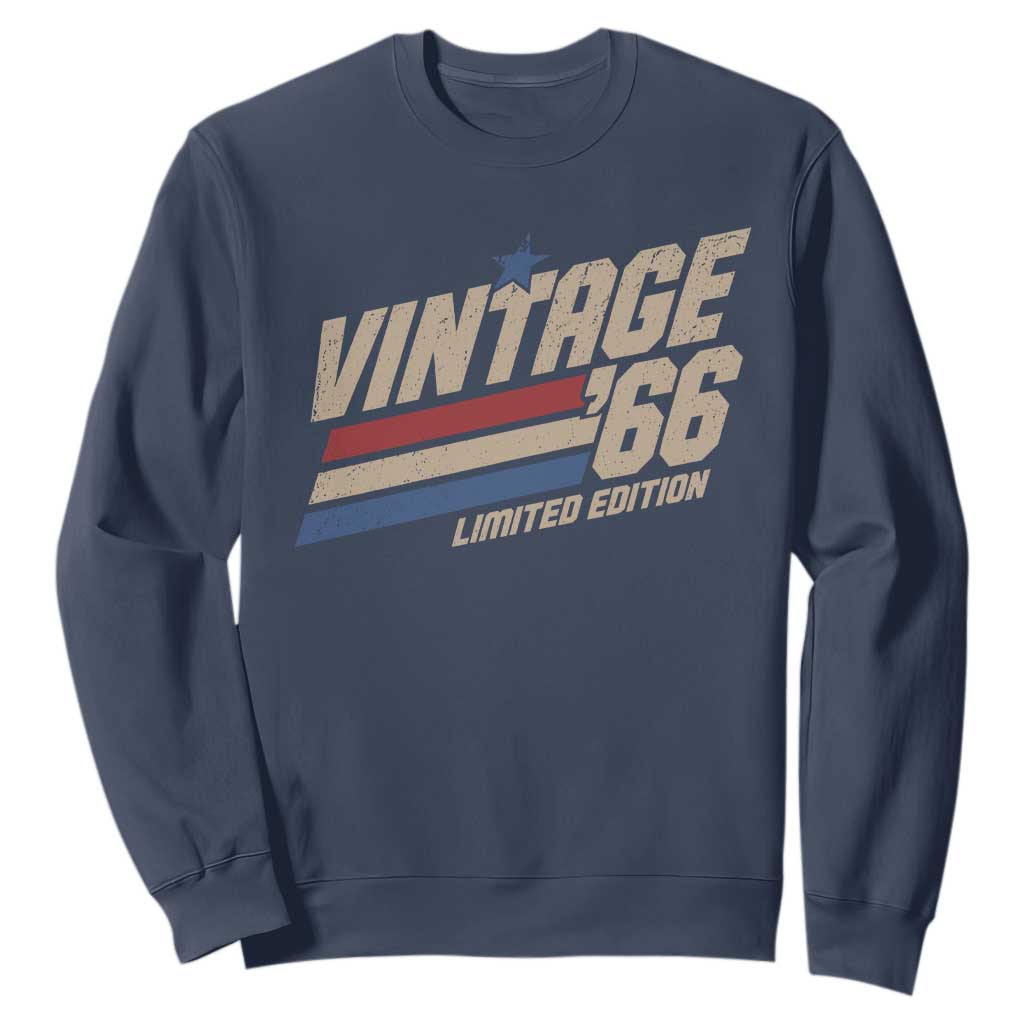 60th Birthday Sweatshirt Vintage 1966 60 Years Old Birthday USA Stripes TS11 Navy Print Your Wear