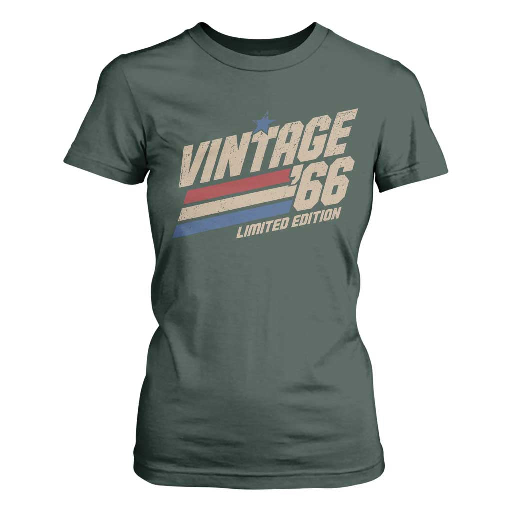 60th Birthday T Shirt For Women Vintage 1966 60 Years Old Birthday USA Stripes