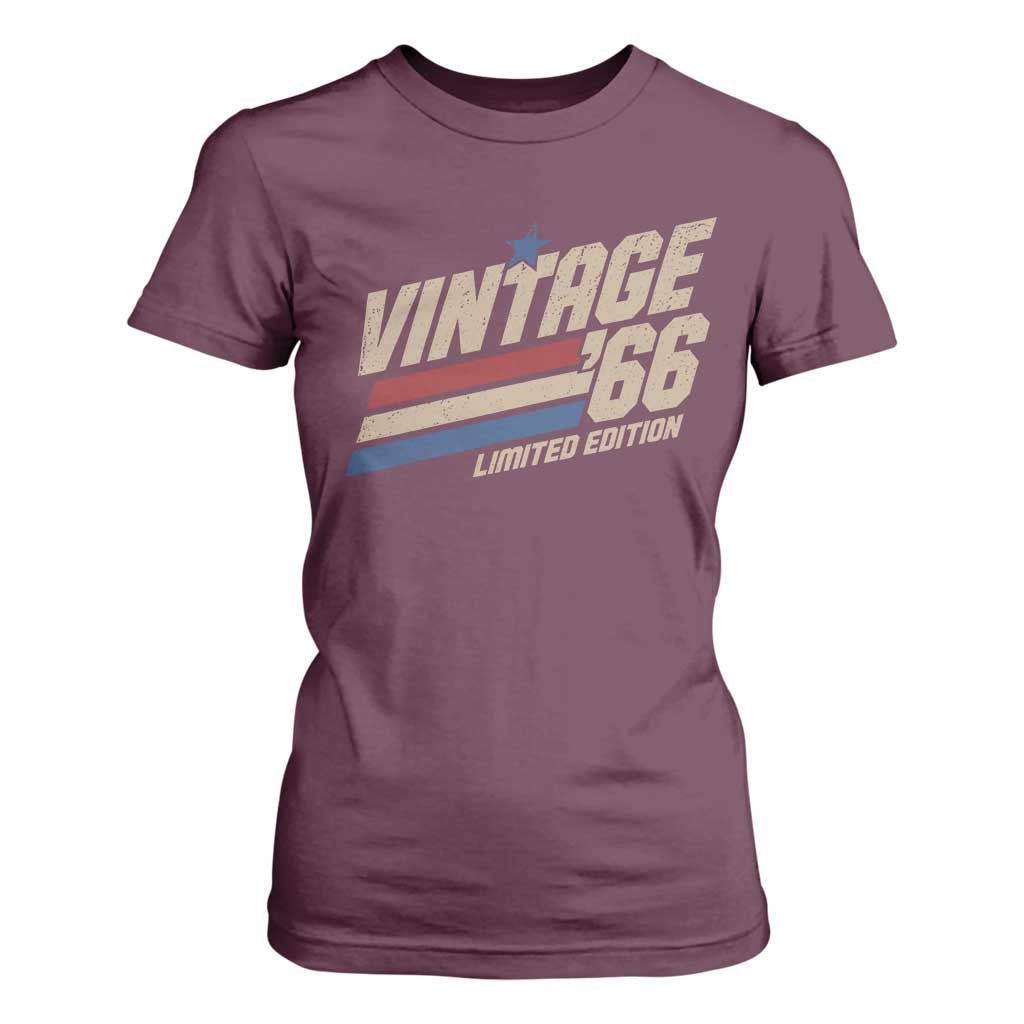 60th Birthday T Shirt For Women Vintage 1966 60 Years Old Birthday USA Stripes