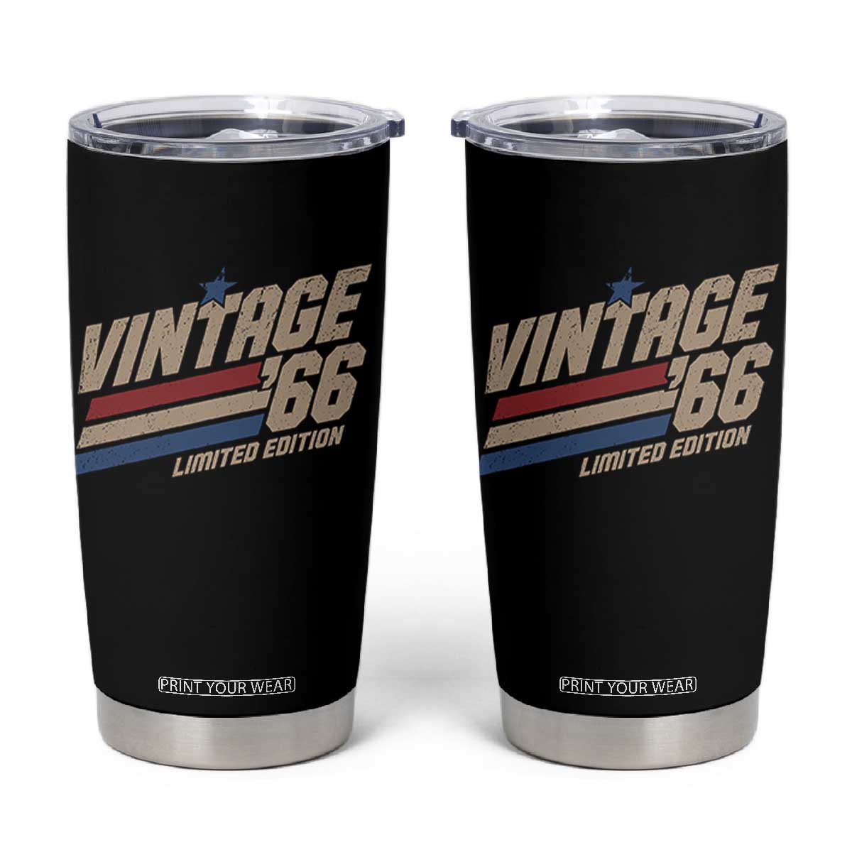 60th Birthday Tumbler Cup Vintage 1966 60 Years Old Birthday USA Stripes TS11 Black Print Your Wear