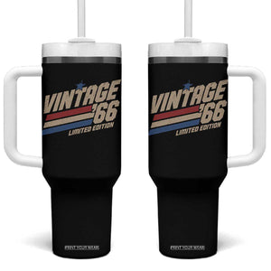 60th Birthday Tumbler With Handle Vintage 1966 60 Years Old Birthday USA Stripes TS11 One Size: 40 oz Black Print Your Wear