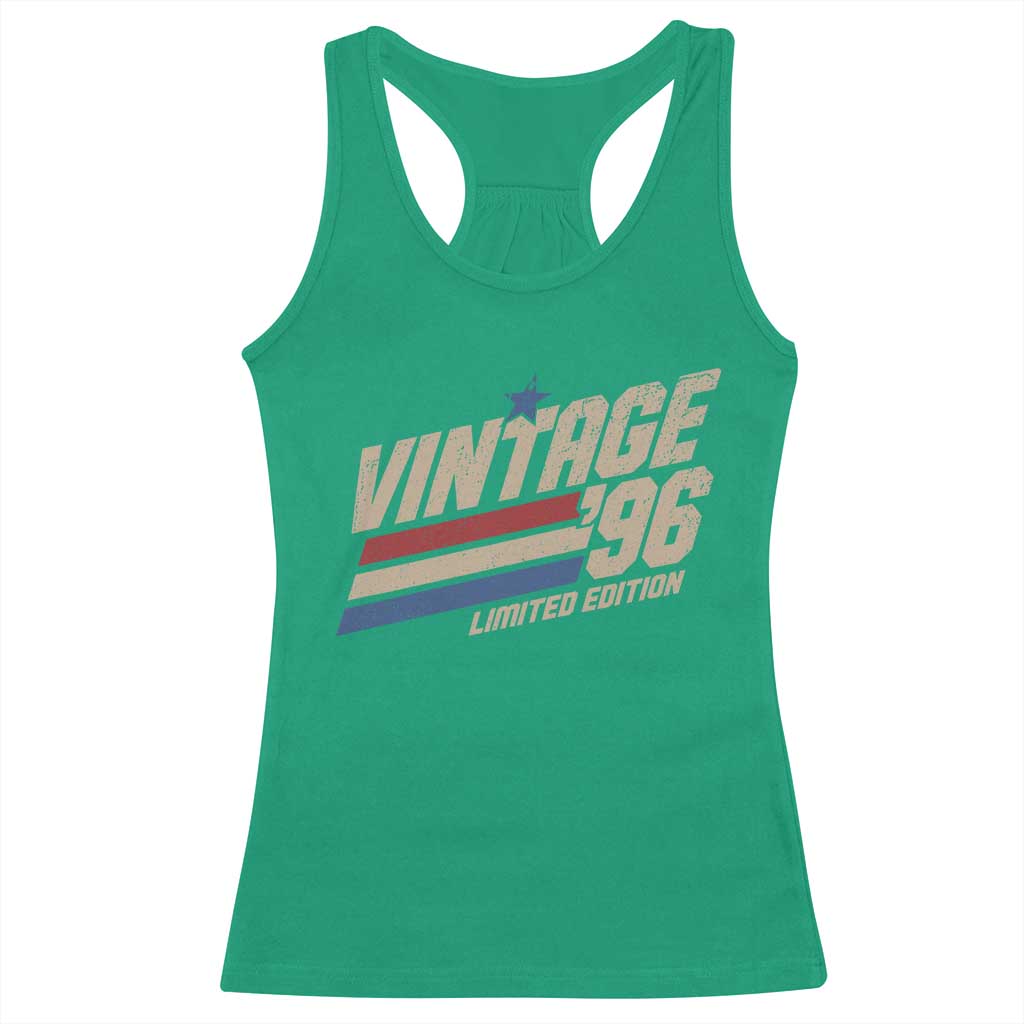30th Birthday Racerback Tank Top Vintage 1996 30 Years Old Birthday USA Stripes TS11 Irish Green Print Your Wear