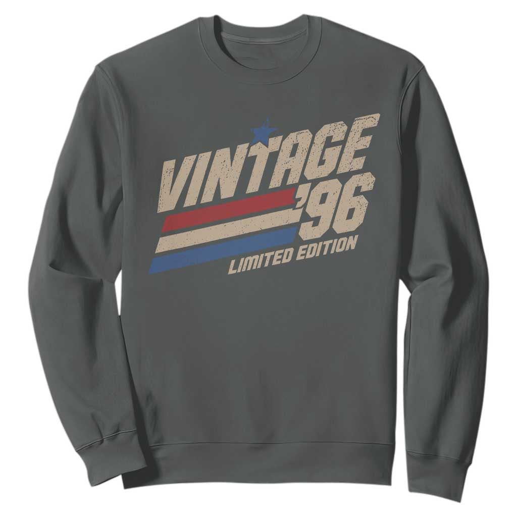30th Birthday Sweatshirt Vintage 1996 30 Years Old Birthday USA Stripes TS11 Dark Heather Print Your Wear
