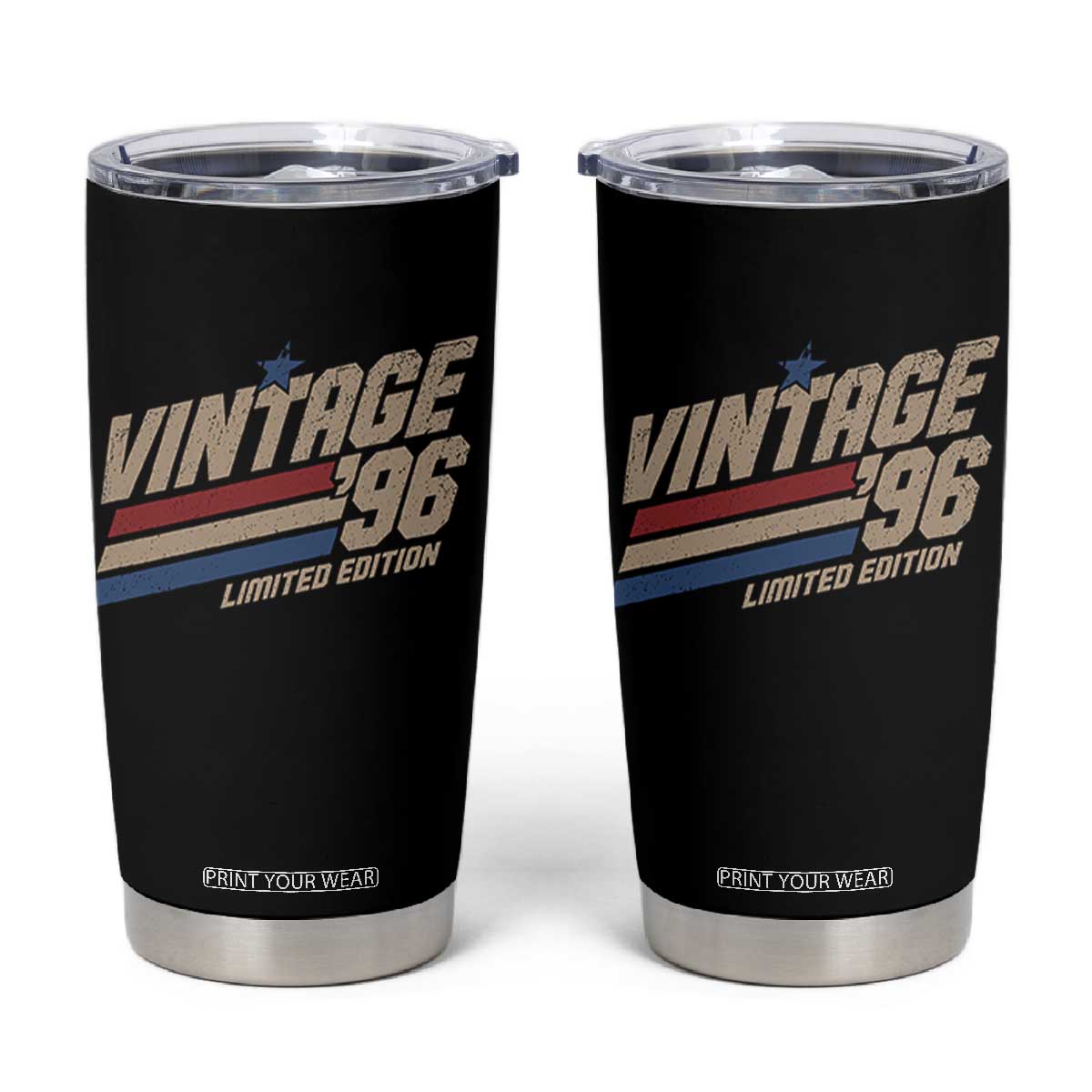 30th Birthday Tumbler Cup Vintage 1996 30 Years Old Birthday USA Stripes TS11 Black Print Your Wear