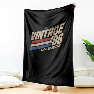 40th Birthday Throw Blanket Vintage 1986 40 Years Old Birthday USA Stripes