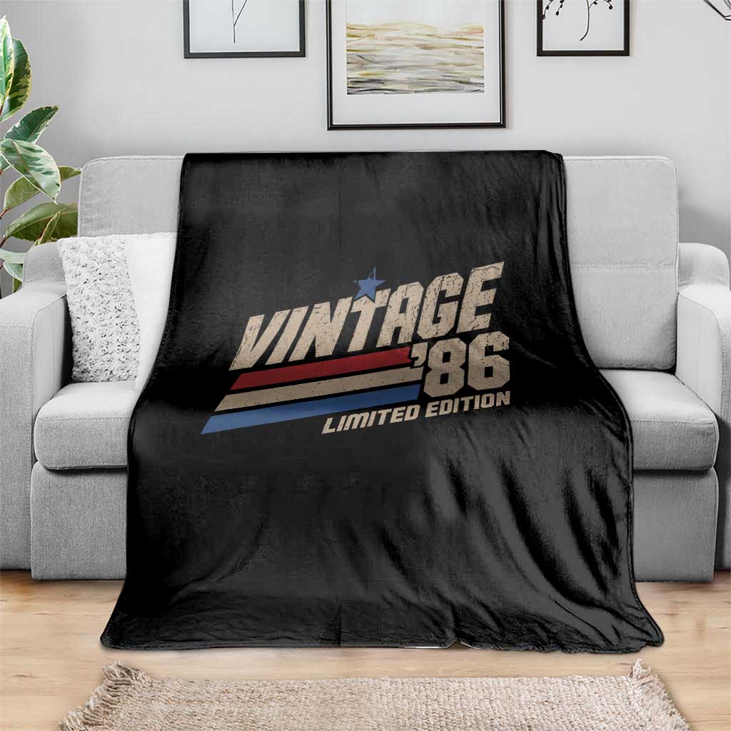 40th Birthday Throw Blanket Vintage 1986 40 Years Old Birthday USA Stripes